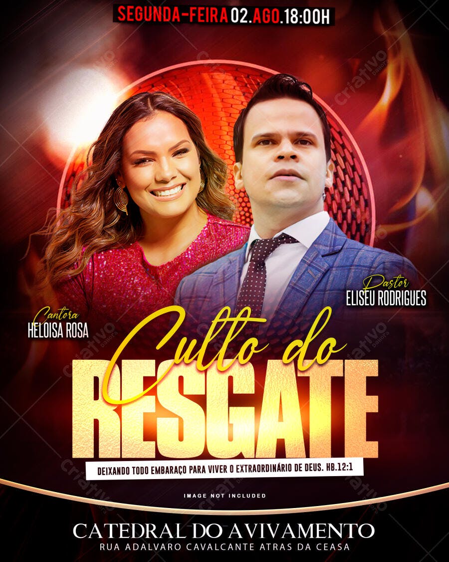 Flyer Culto do Resgate 02 de Agosto PSD Editável