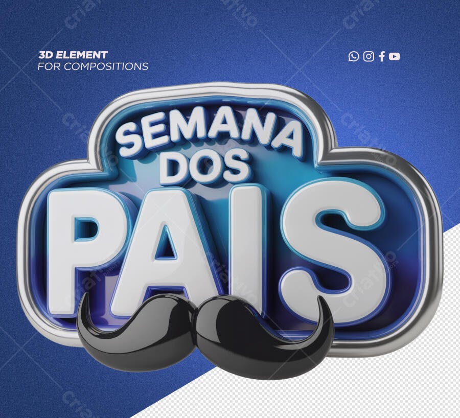 Selo 3D Dia dos Pais Azul e Prata