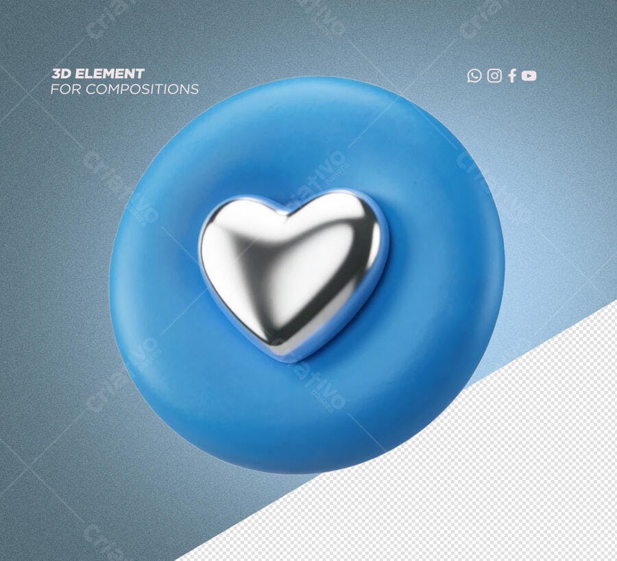 Selo 3D de amor prata e azul
