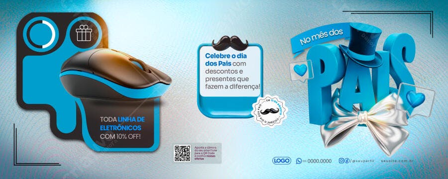 Banner Dia dos Pais com 10% OFF PSD Editável