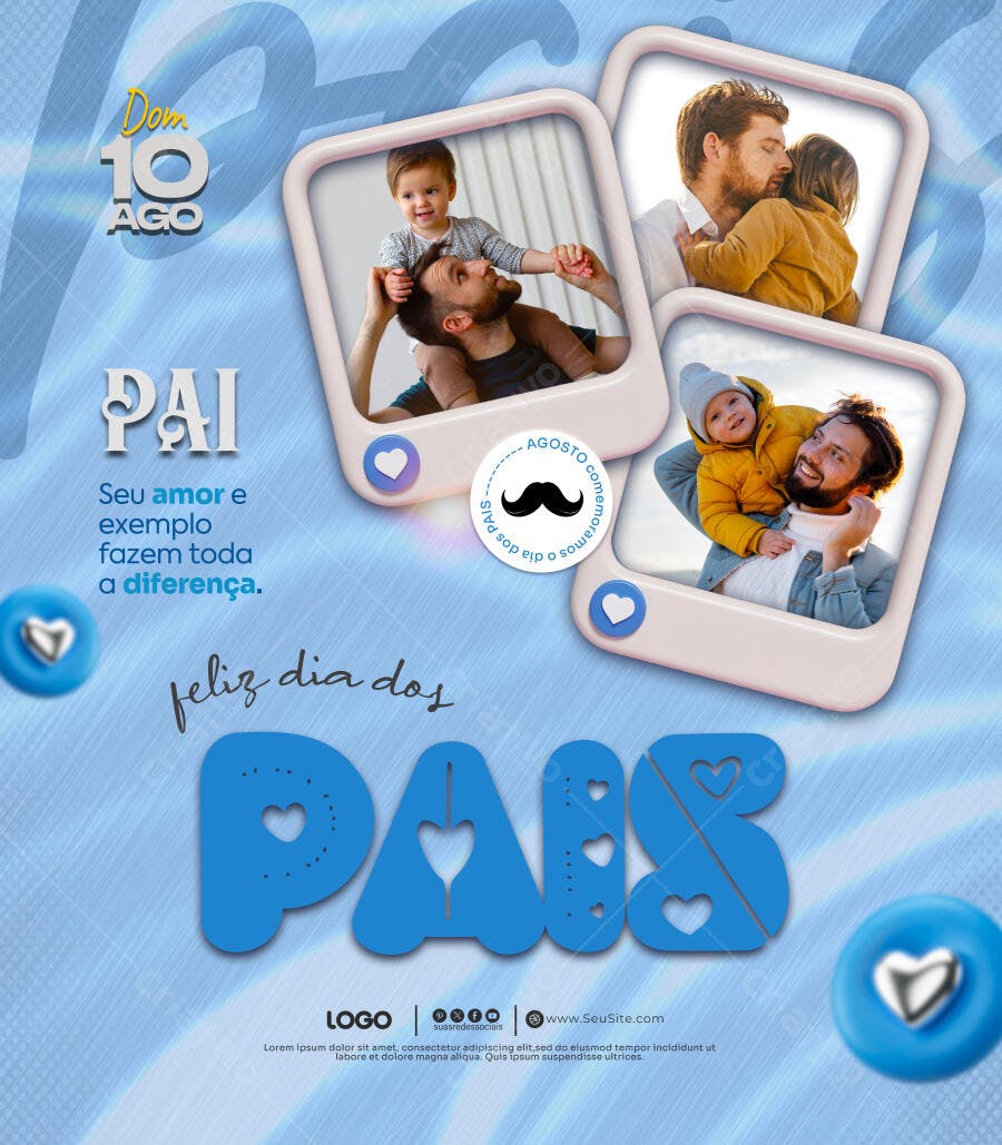 Flyer Dia dos Pais 10 Ago PSD Editável