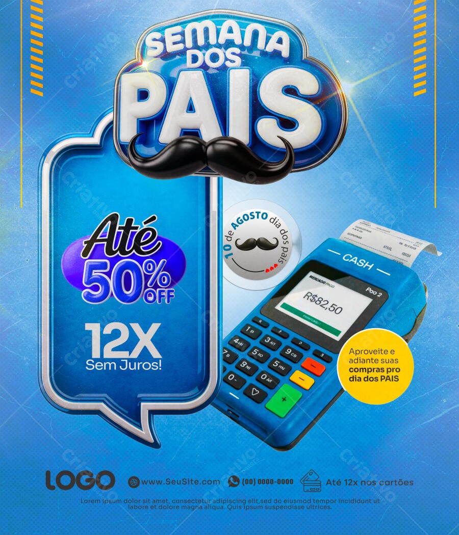 Flyer Dia dos Pais com até 50% OFF PSD Editável