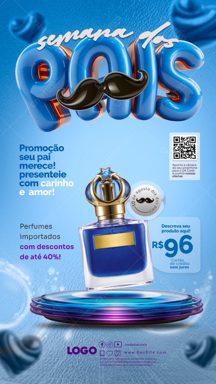Flyer Dia dos Pais com Perfume PSD Editável