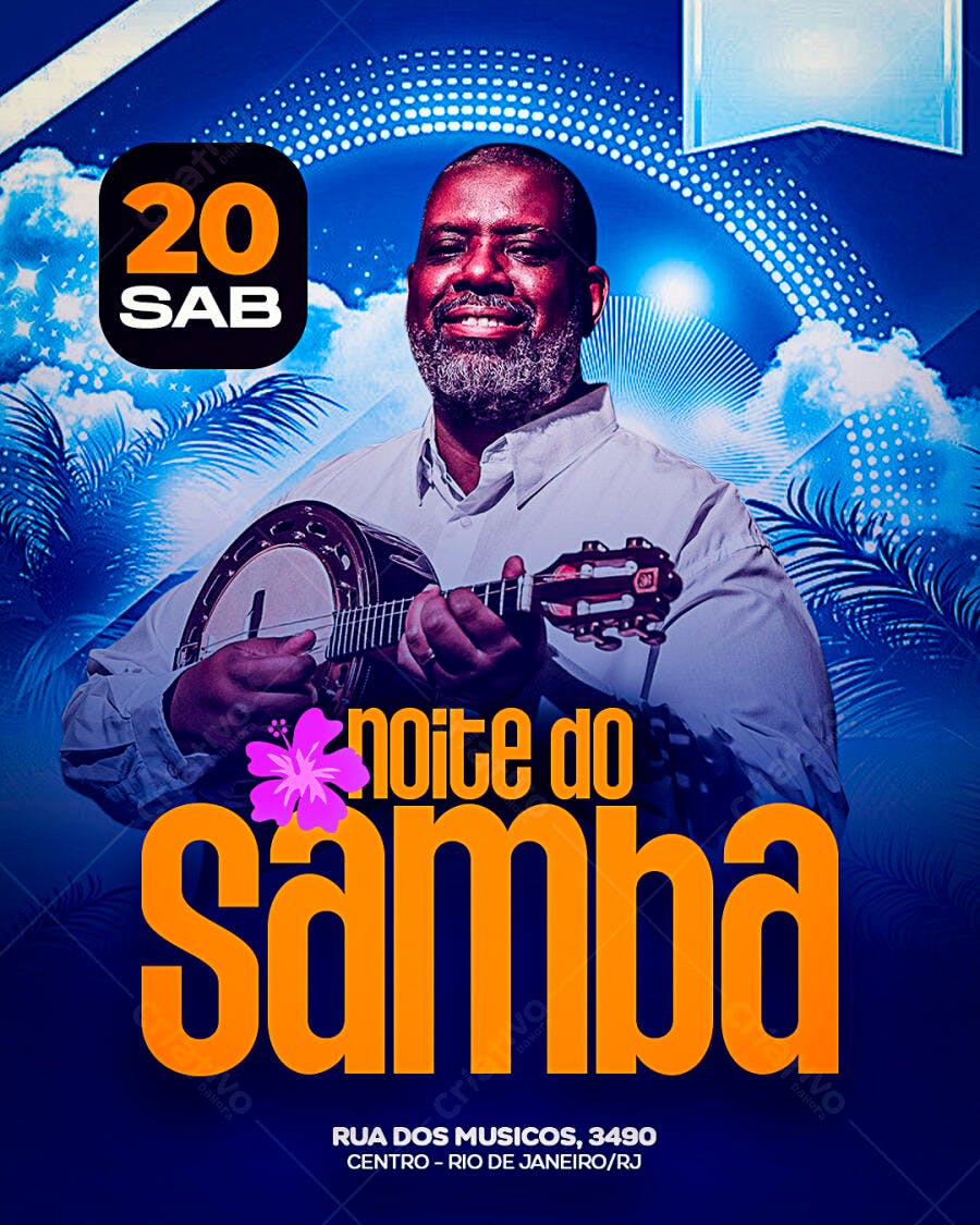 Flyer Noite do Samba PSD Editável