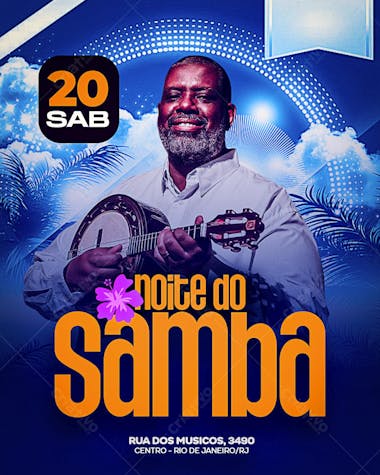 FLYER MUSICA SHOW NOITE DE SAMBA PERICLES 2025 AGENDA CANTOR CANTORA