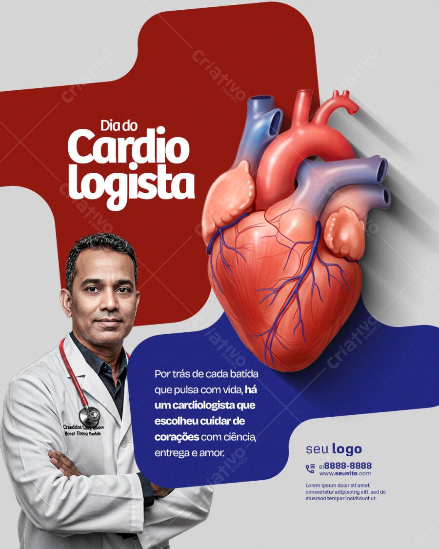 Flyer Dia do Cardiologista PSD Editável