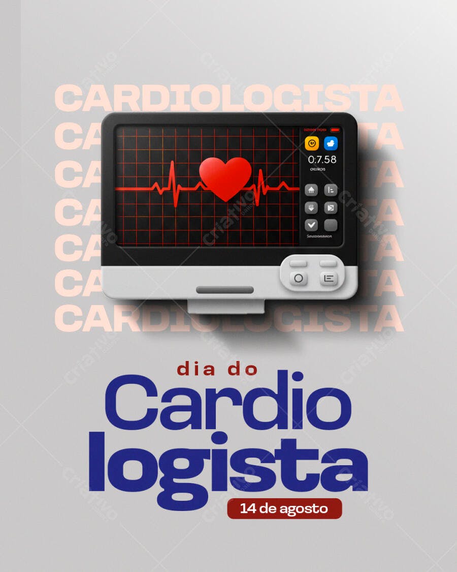 Post para o Dia do Cardiologista 14 de Agosto PSD Editável