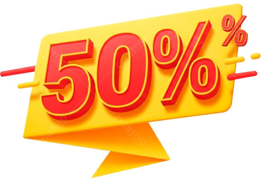 Banner 50% de desconto PNG com fundo transparente