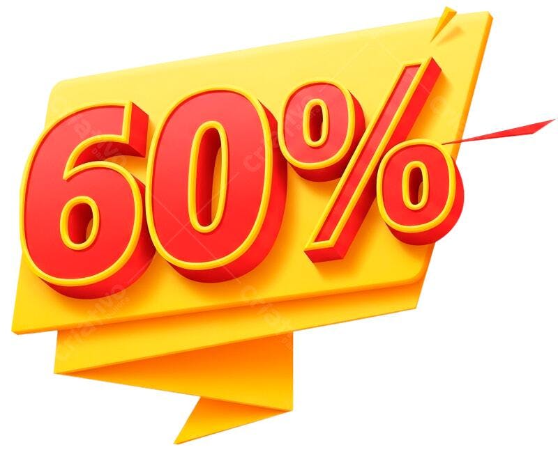 Banner 60% OFF Desconto PNG com fundo transparente