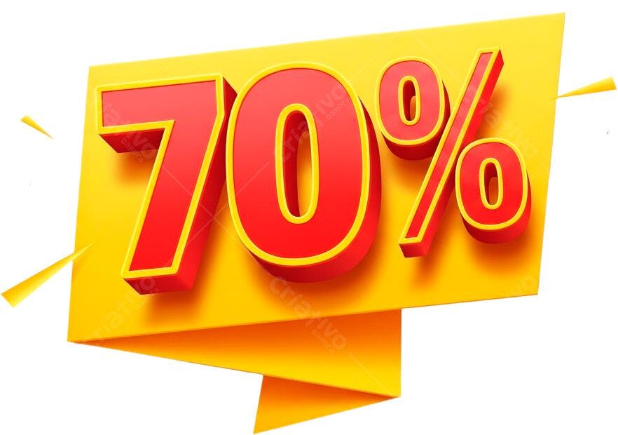 Banner 70% de desconto PNG com fundo transparente