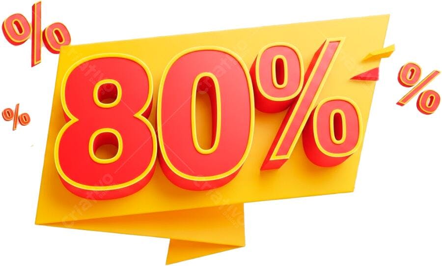 Banner Desconto 80% PNG com fundo transparente