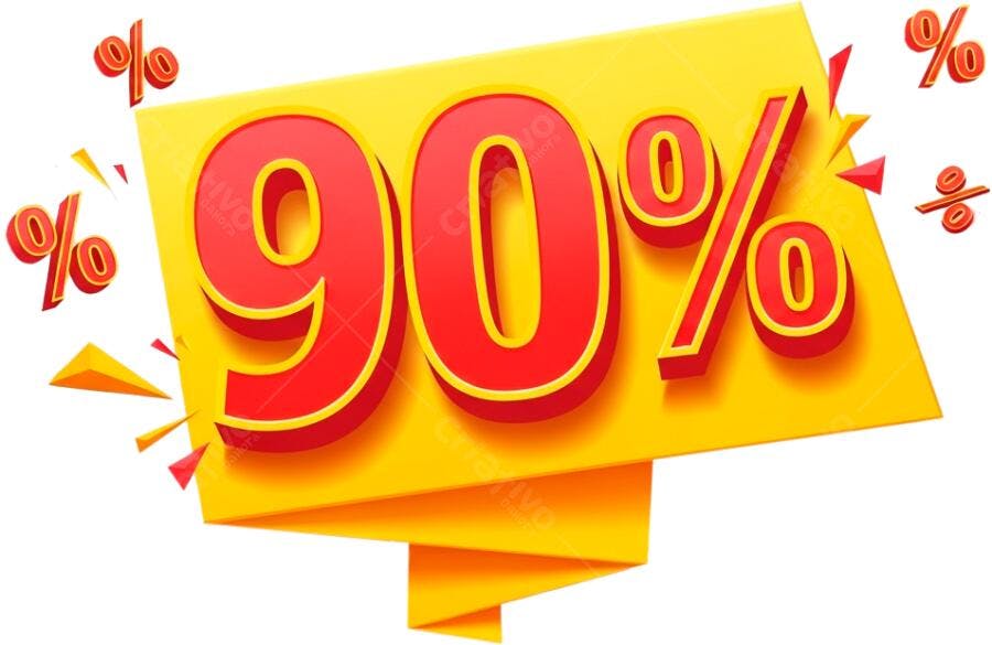 Banner 90% de desconto PNG com fundo transparente