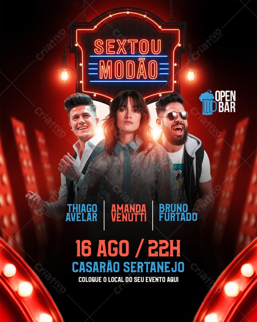 Flyer Festa Sertaneja 16 Ago PSD Editável