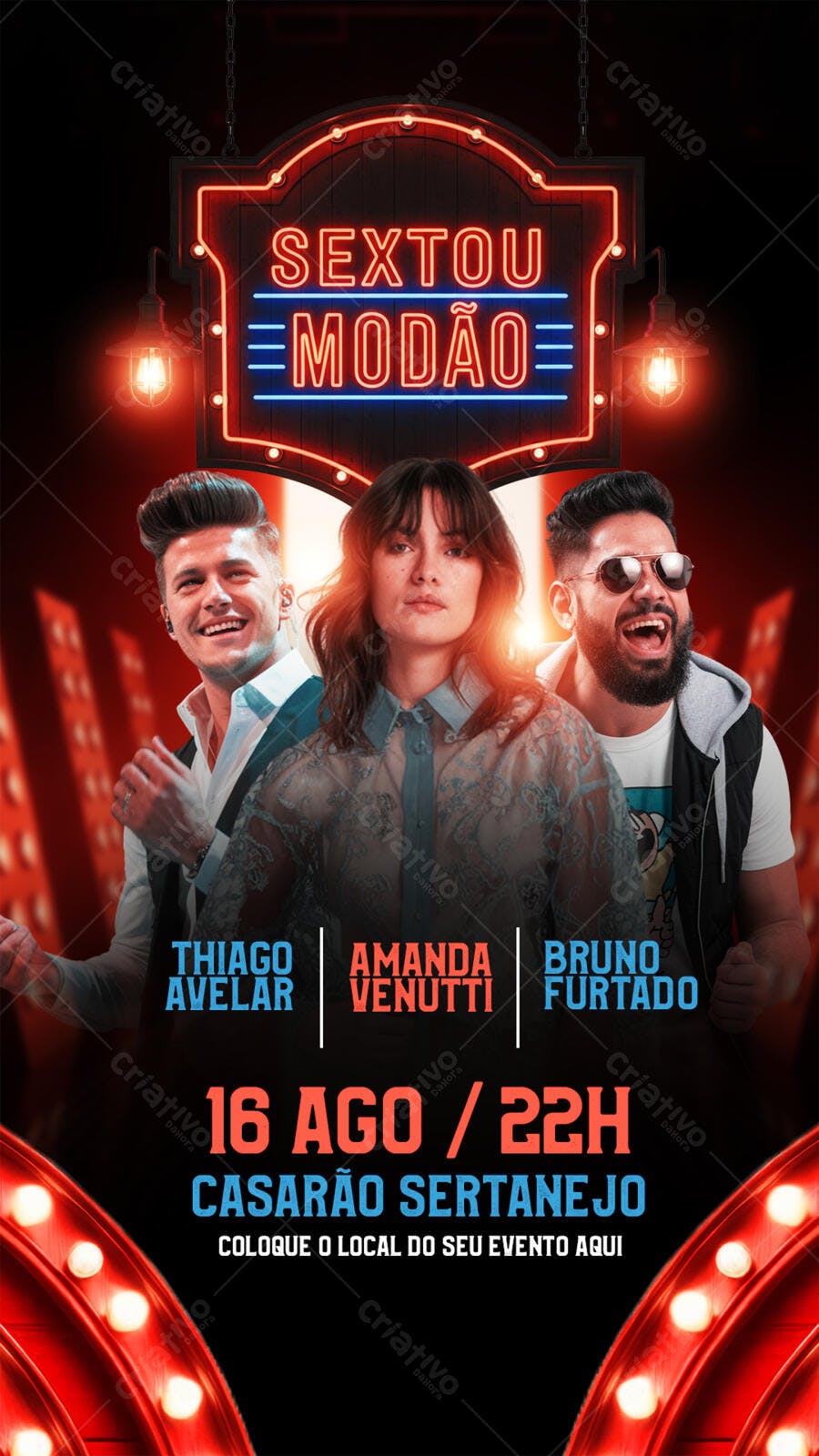 Flyer Sertanejo 16 de Agosto PSD Editável