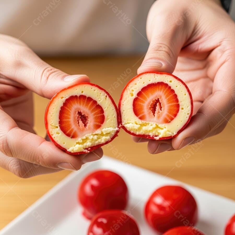 Morangos Recheados Creme Doces Vermelhos