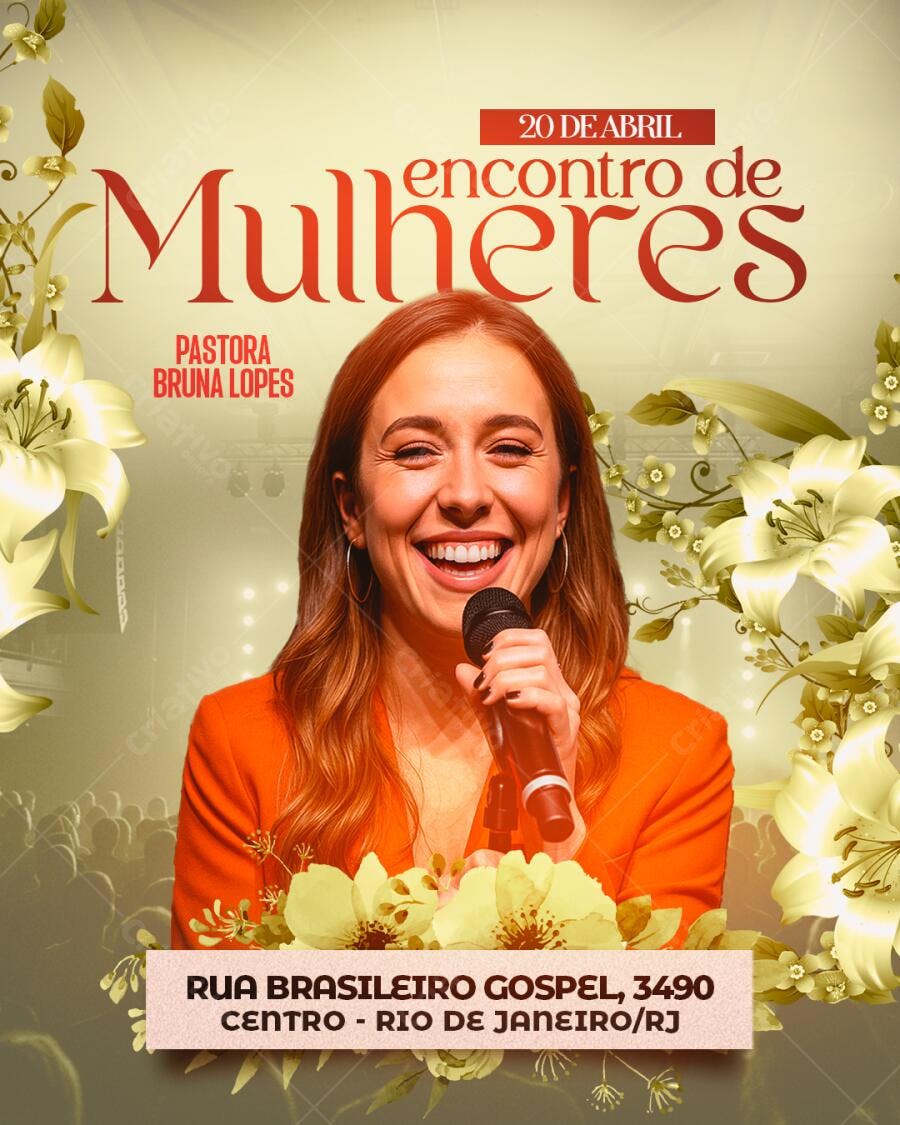 Flyer Encontro de Mulheres 20 de Abril PSD Editável