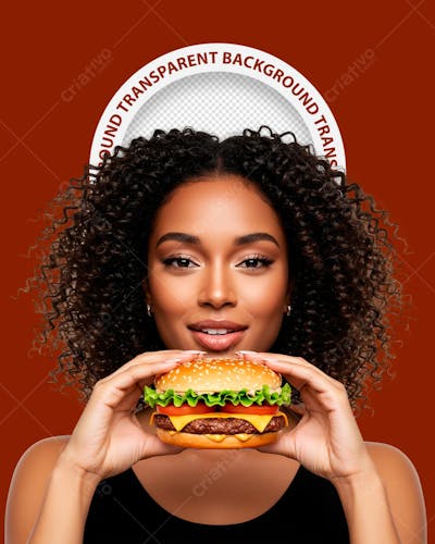 MULHER COMENDO HAMBÚRGUER