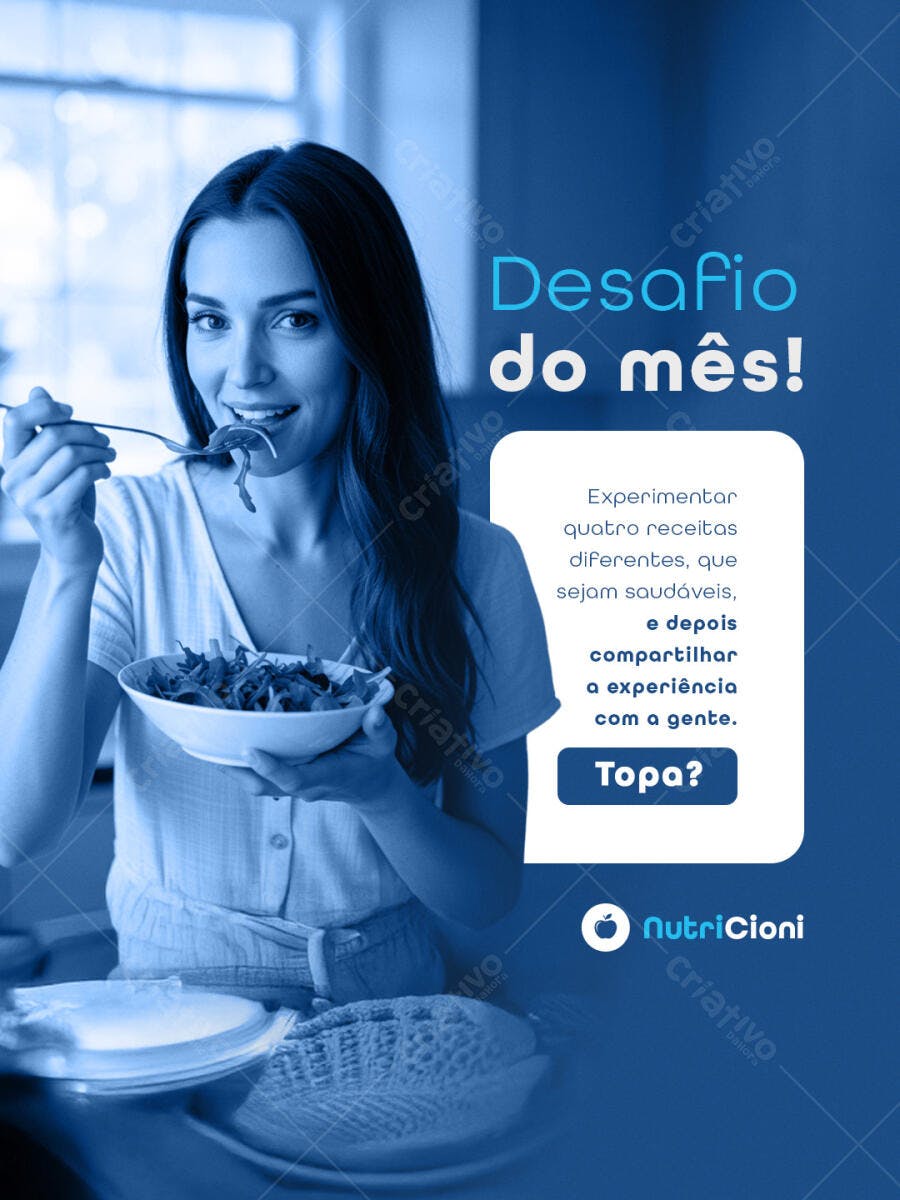 Postagem para Desafio Mensal de Receitas Saudáveis PSD Editável