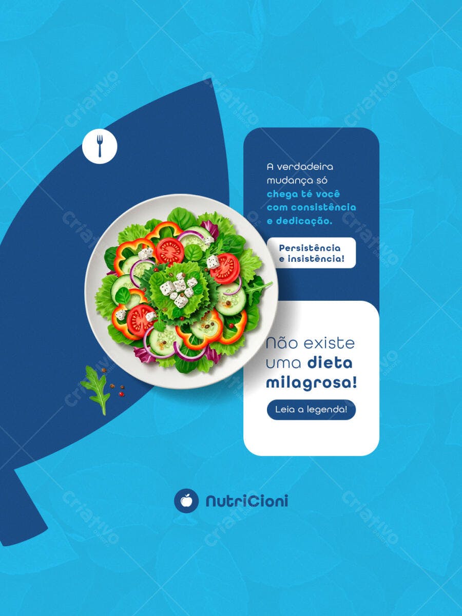 Post para Redes Sociais sobre Alimentação Saudável PSD Editável