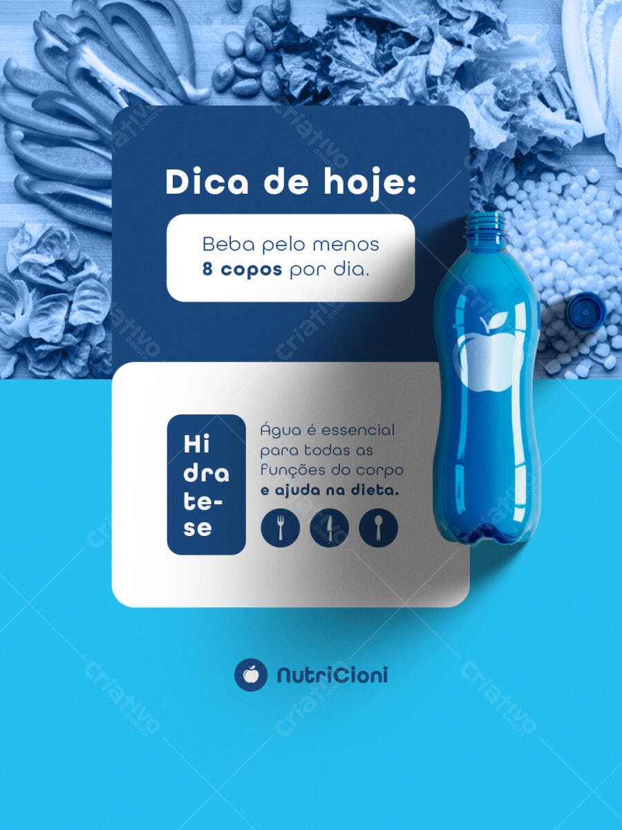 Post para Instagram sobre Hidratação PSD Editável