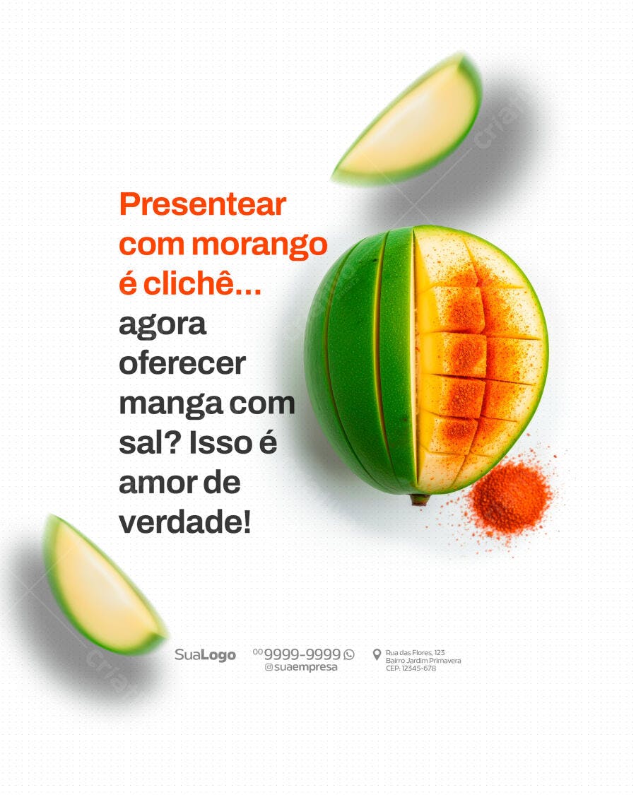 Flyer para Publicidade de Manga com Sal PSD Editável