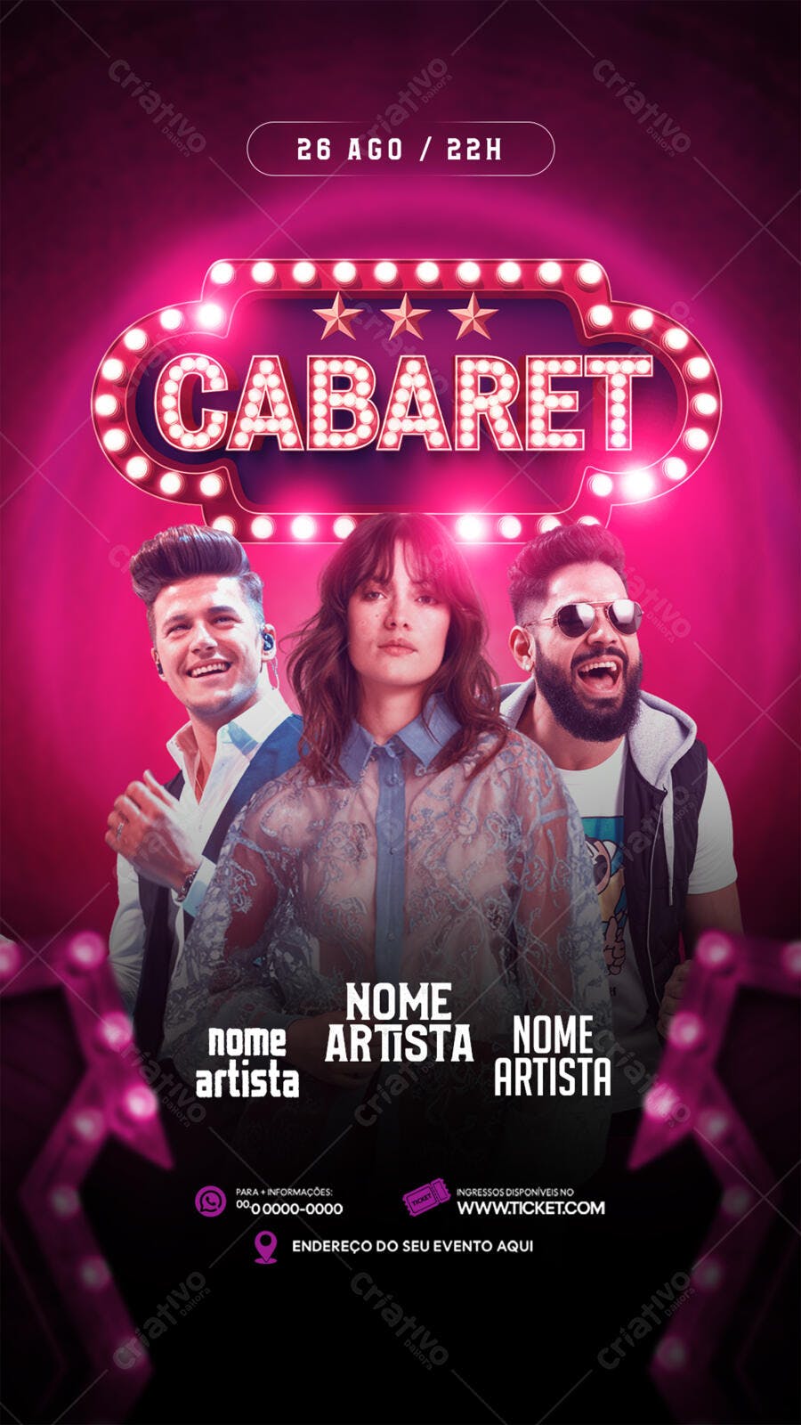 Flyer Cabaret Show 26 de Agosto PSD Editável