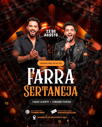 FLYER PARA EVENTO SHOW ARTISTA SERTANEJO PSD EDITÁVEL FEED (2)