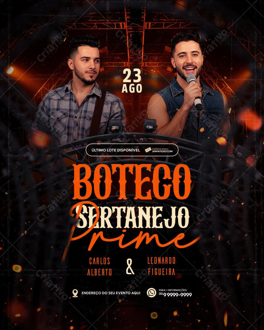 Flyer para Show Sertanejo 23 de Agosto PSD Editável