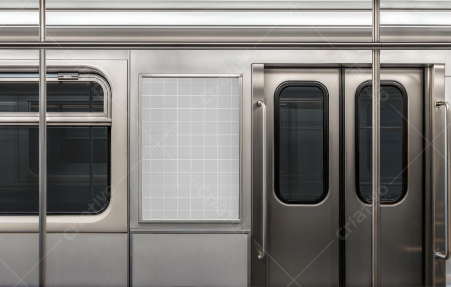 Mockup de Anúncio em Metrô: Design Moderno em Tons de Cinza