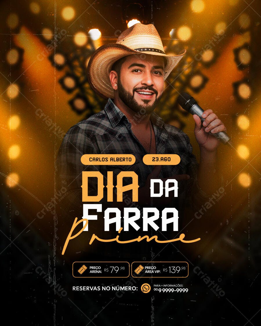 Flyer Dia da Farra com Carlos Alberto PSD Editável