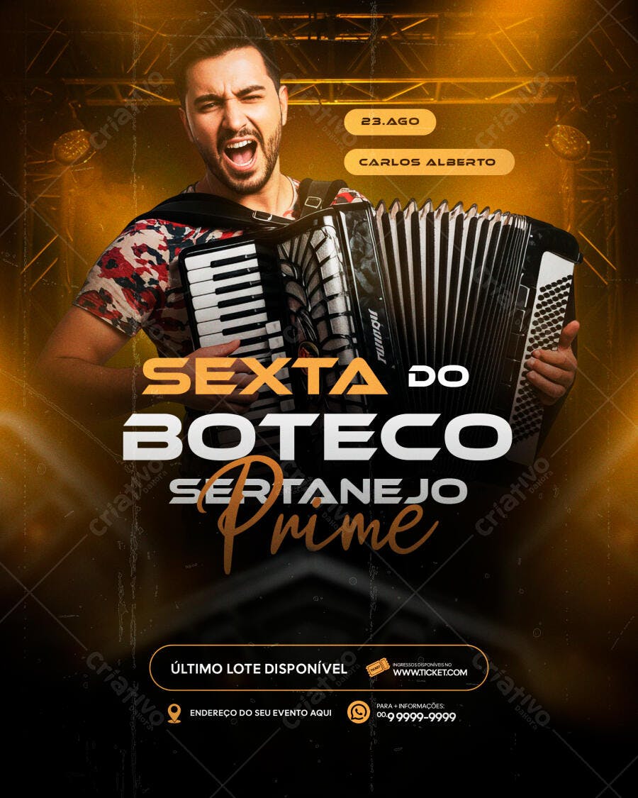 Flyer para Festa Sertaneja 23 de Agosto PSD Editável