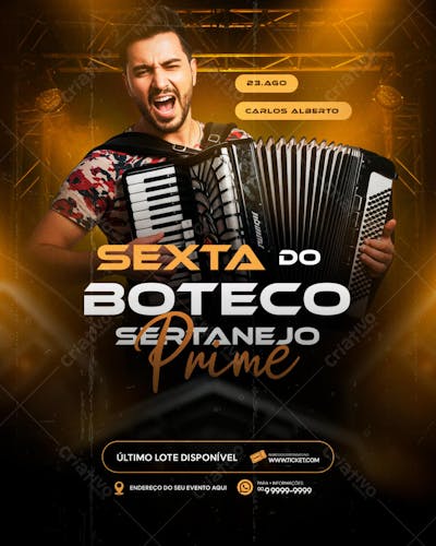 FLYER PARA EVENTO SHOW ARTISTA SERTANEJO PSD EDITÁVEL FEED (10)