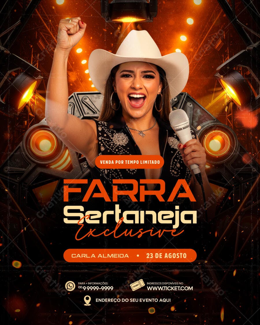 Flyer para Festa Sertaneja 23 de Agosto PSD Editável