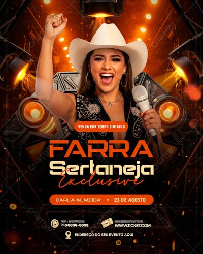 FLYER PARA EVENTO SHOW ARTISTA SERTANEJO PSD EDITÁVEL FEED (7)