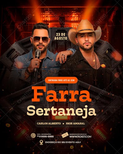 FLYER PARA EVENTO SHOW ARTISTA SERTANEJO PSD EDITÁVEL FEED (12)