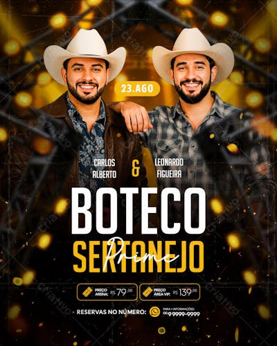 FLYER PARA EVENTO SHOW ARTISTA SERTANEJO PSD EDITÁVEL FEED (5)