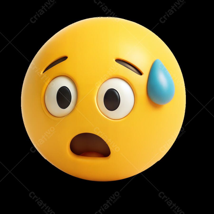 Emoji Amarelo de Medo PSD Editável