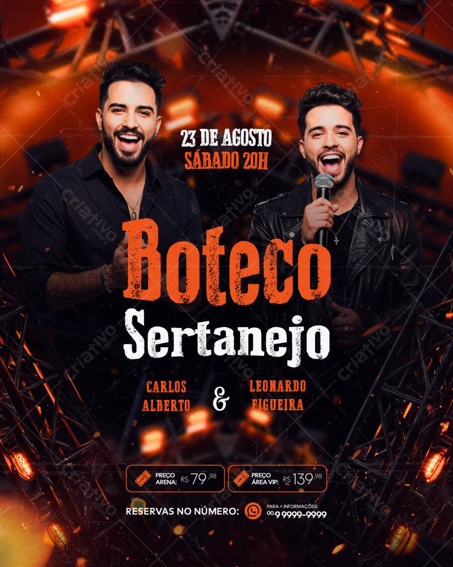 Flyer Boteco Sertanejo 23 de Agosto PSD Editável