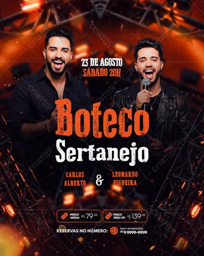 FLYER PARA EVENTO SHOW ARTISTA SERTANEJO PSD EDITÁVEL FEED (9)