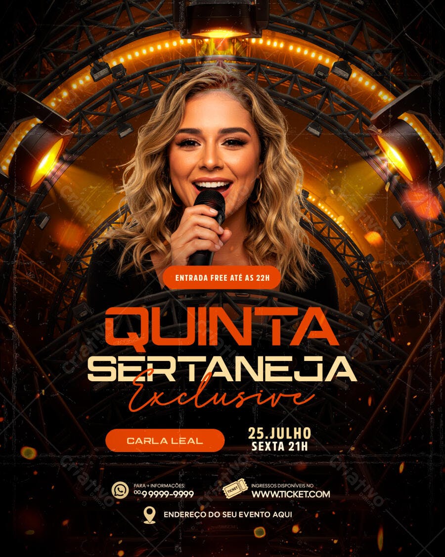 Flyer para Festa Sertaneja com Carla Leal PSD Editável