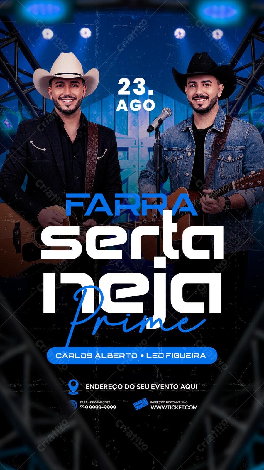 Flyer para Farra Sertaneja Prime 23 Ago PSD Editável