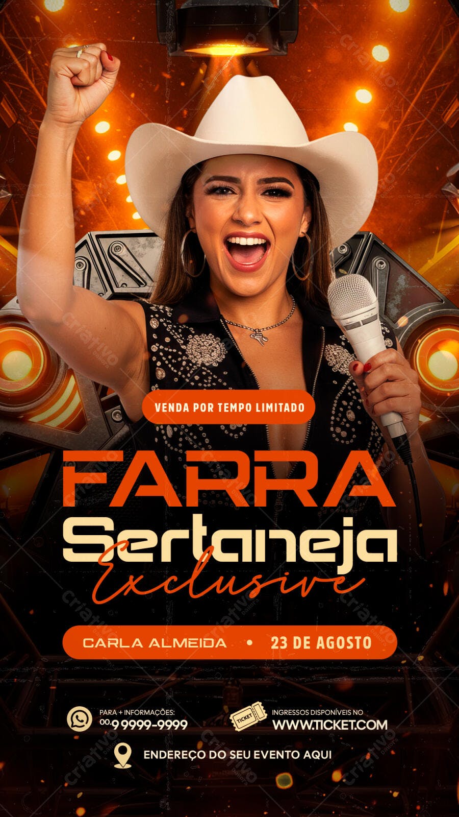 Flyer Festa Sertaneja Carla Almeida 23 de Agosto PSD Editável