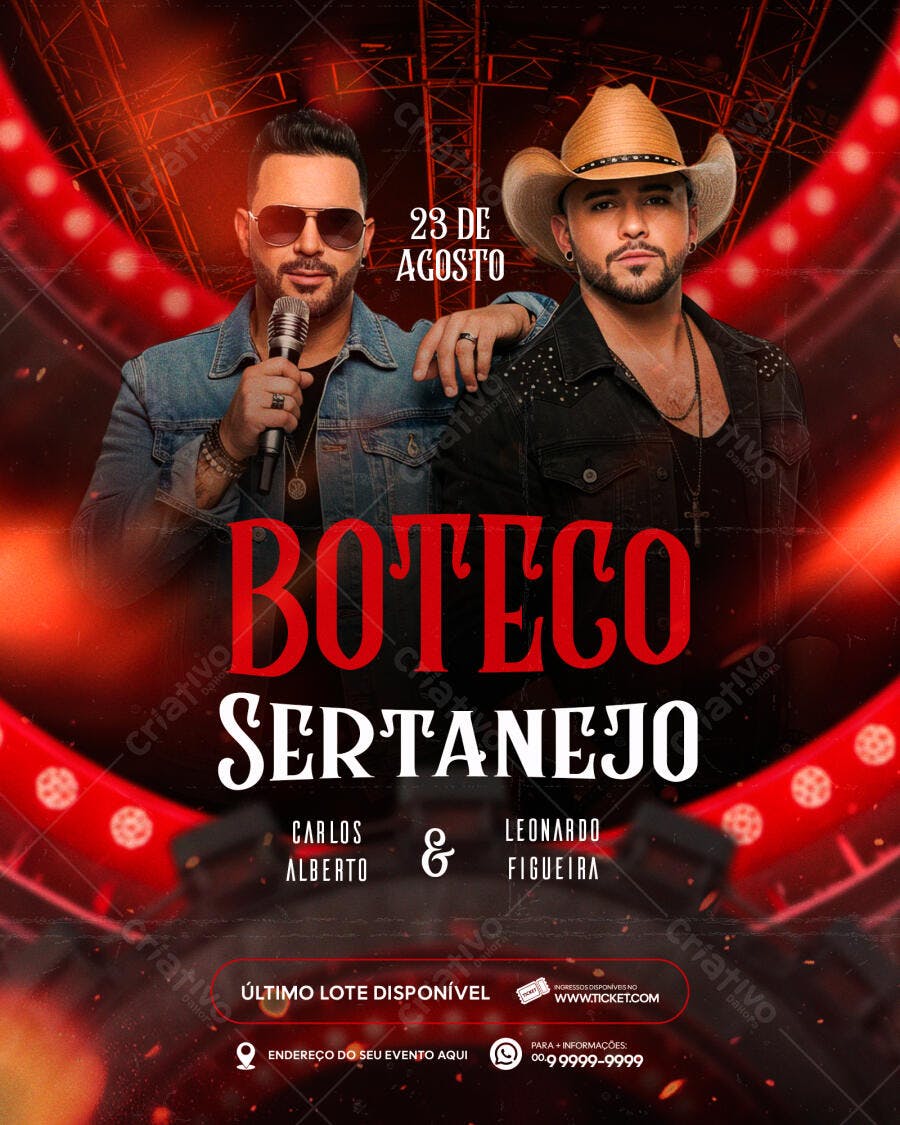 Flyer Boteco Sertanejo 23 de Agosto PSD Editável