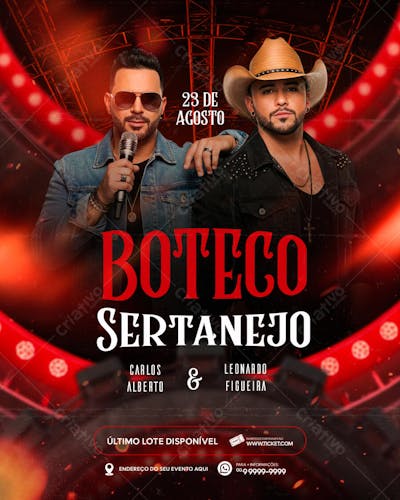 FLYER PARA EVENTO SHOW ARTISTA SERTANEJO PSD EDITÁVEL FEED (8)