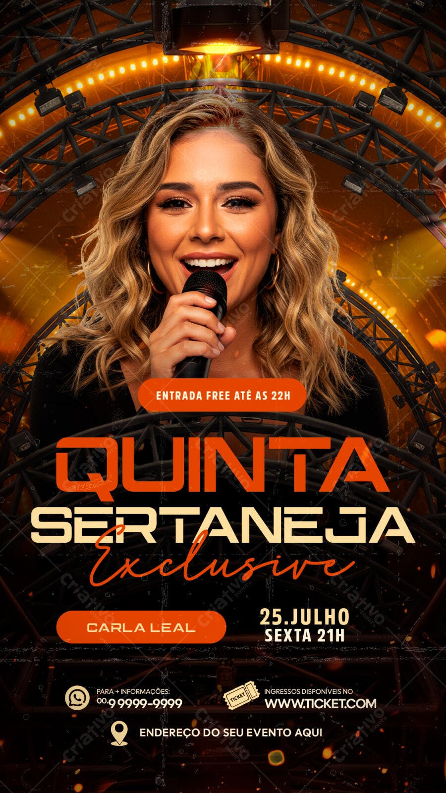 Flyer para Festa Sertaneja com Carla Leal 25 de Julho PSD Editável
