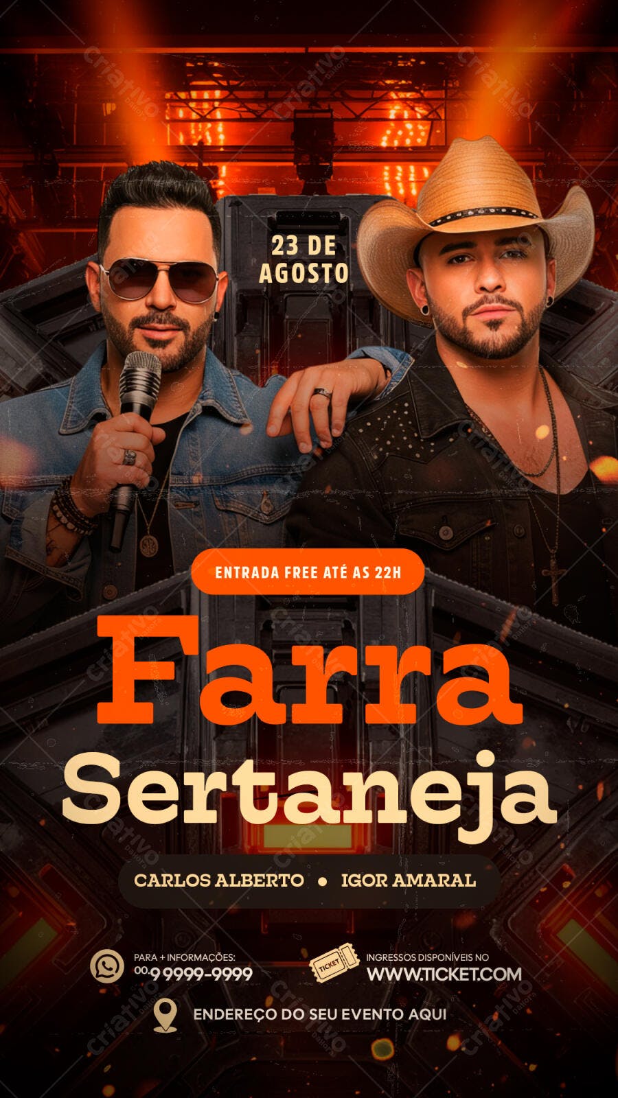 Flyer Festa Sertaneja 23 de Agosto PSD Editável