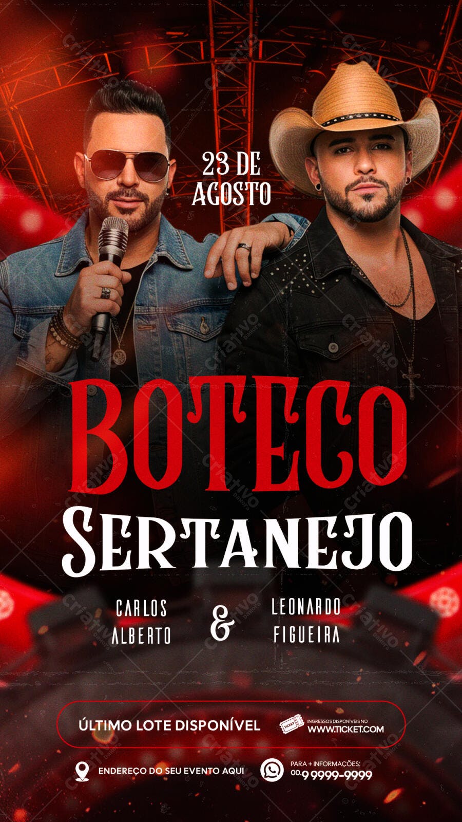 Flyer Boteco Sertanejo 23 de Agosto PSD Editável