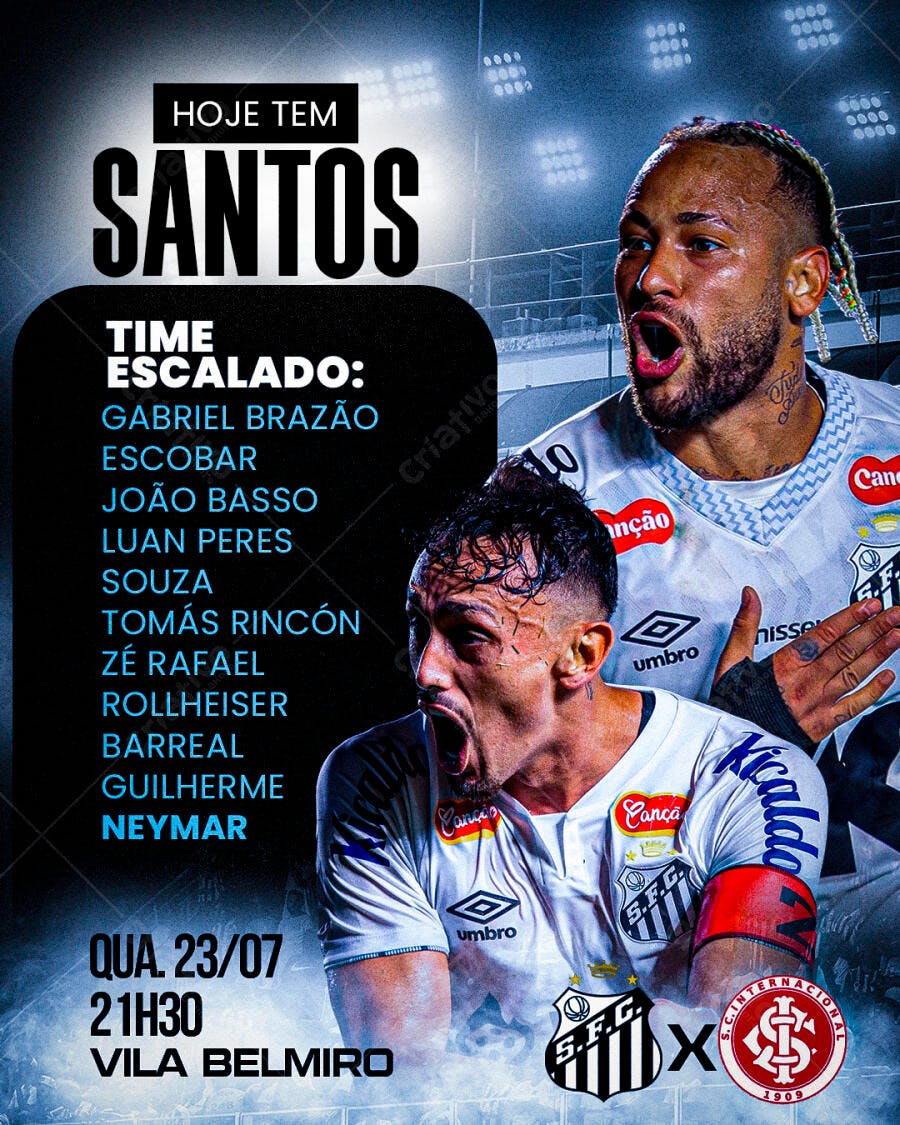 Flyer Santos x Internacional 23/07 PSD Editável