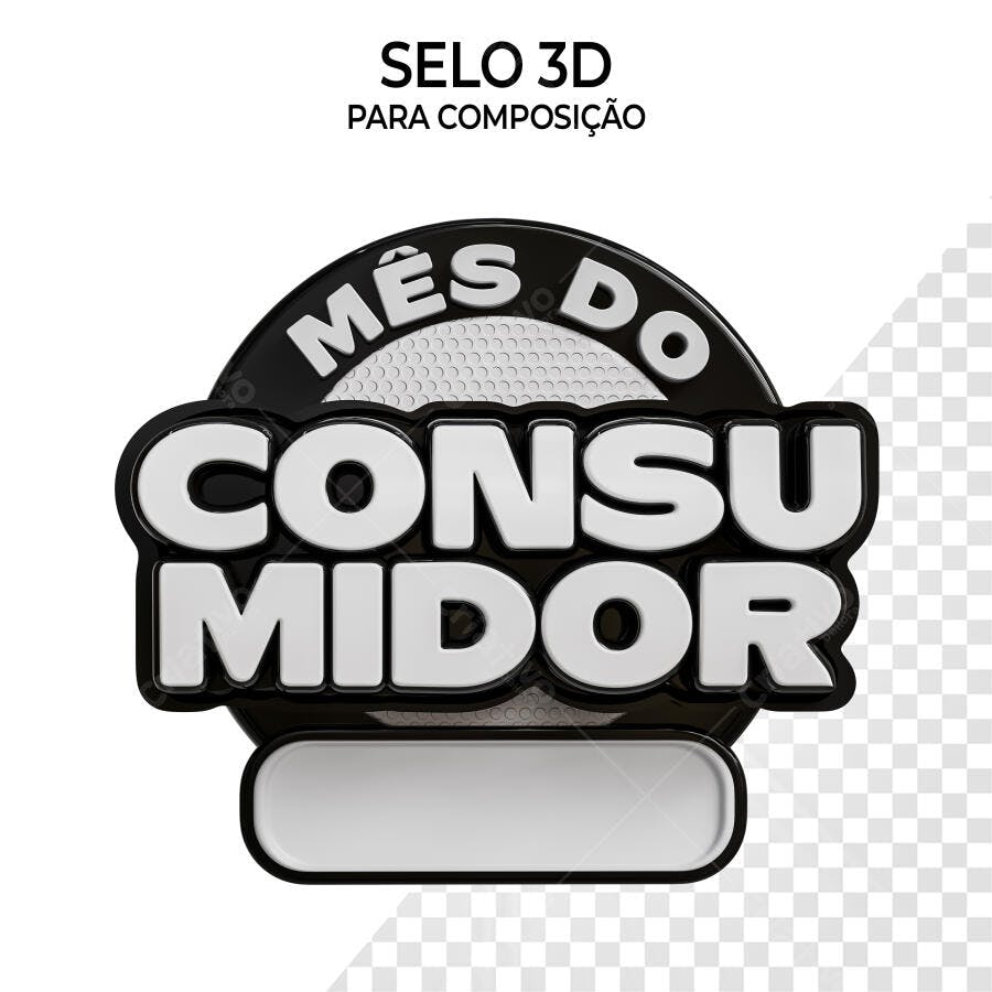 Selo 3D promocional preto e branco