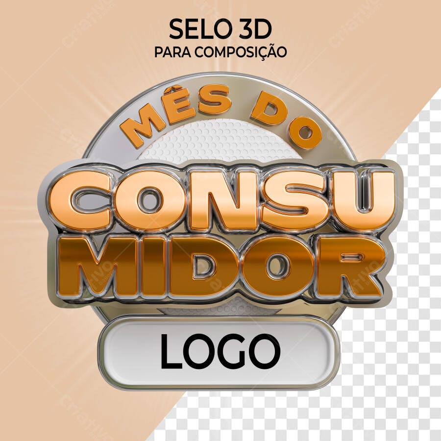 Selo 3D promocional dourado e prata